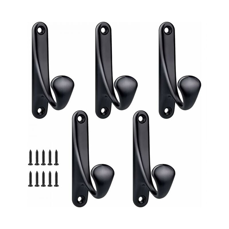 foto del prodotto 5 ganci da parete robusti e minimalisti, in lega di zinco, per porta, ingresso, camera da letto, bagno, multiuso, ganci appendiabiti, viti incluse