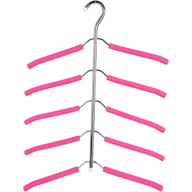 foto del prodotto 5 in 1 stainless steel metal non slip sponge multi layer clothes hangers space saving multi hanger magic hanger storage pink 