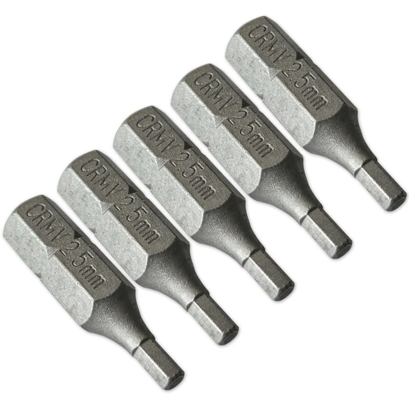 foto del prodotto 5 inserti per avvitatori 25 mm 1 4 esagonale 2,5 mm esagonale