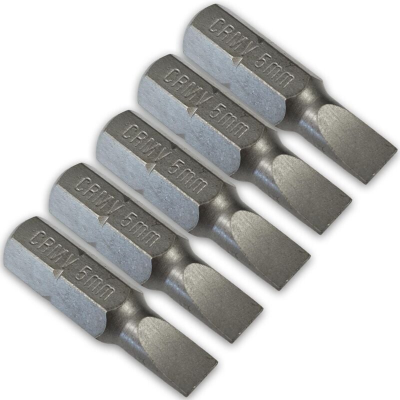 foto del prodotto 5 inserti per avvitatori 25 mm con attacco esagonale da 1 4 impronta della scanalatura 5x0,8 mm