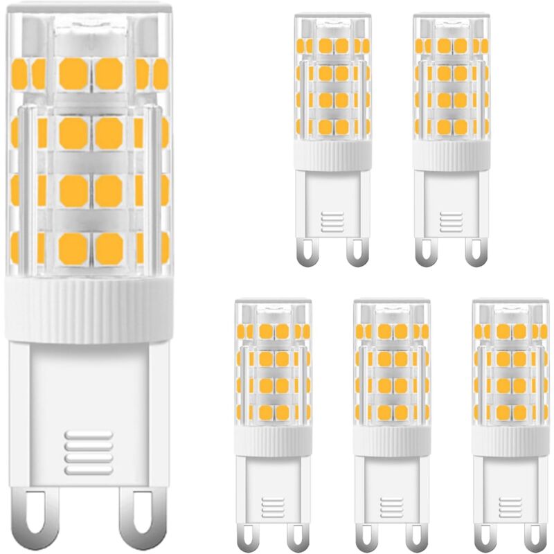 foto del prodotto 5 lampadine a led g9 da 5 w equivalenti a 40 watt alogene g9 500 lm 3000 k luce bianca calda 220 v senza sfarfallio non dimmerabile adatta per