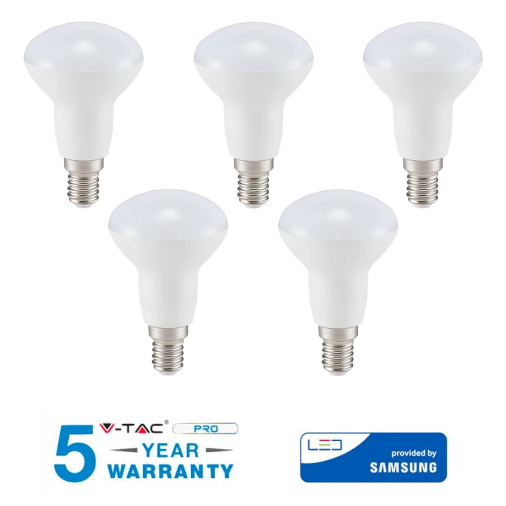 foto del prodotto 5 lampadine led v tac samsung e14 6w r50 naturale