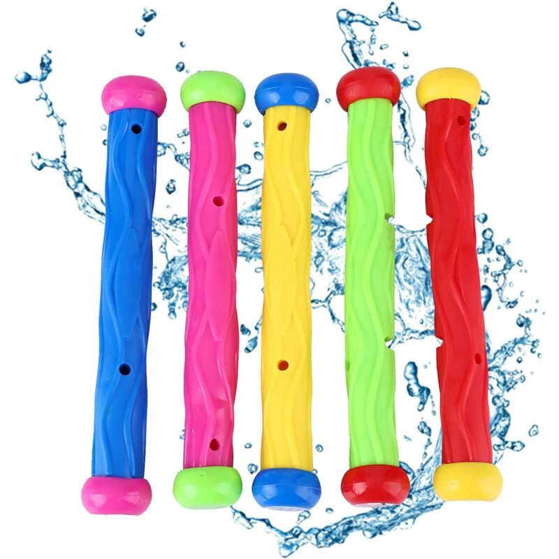foto del prodotto 5 pcs diving toy, pool toy dive sticks, underwater throwing dive stick training, pool accessory, swimming pool toys, underwater toy summer games for