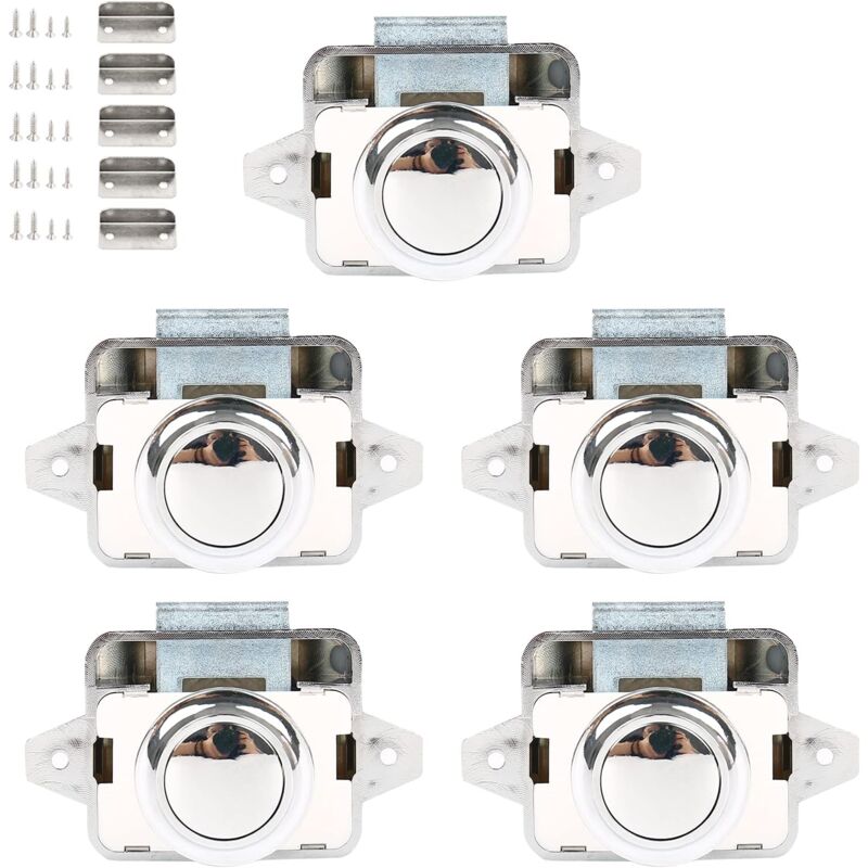 foto del prodotto 5 pcs serrature per mobili serratura a scatto della porta serratura push button catch door lock per yacht caravan argento