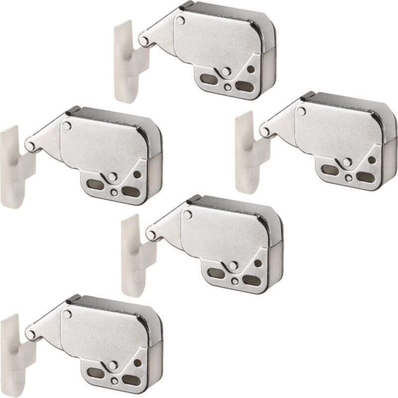 foto del prodotto 5 pezzi chiusura a molla per porta dell armadio, apertura automatica a pressione, chiusure per porta a battente dell armadio, chiusure in acciaio