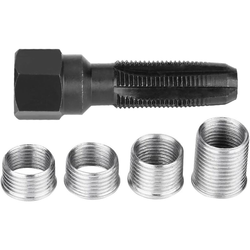foto del prodotto 5 pezzi di utensili per filettatura candele in acciaio al carbonio con inserti per riparazione candele 14 mm
