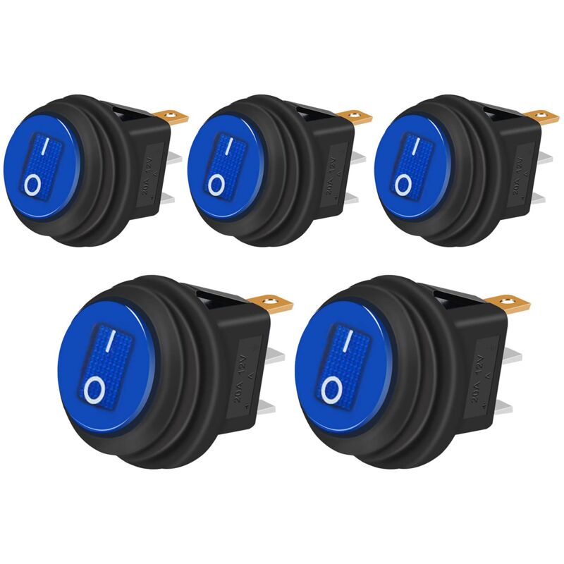 foto del prodotto 5 pezzi interruttore a bilanciere impermeabile 12v 20a on off 3 pin 2 posizioni interruttore a levetta indicatore led per auto camion barca