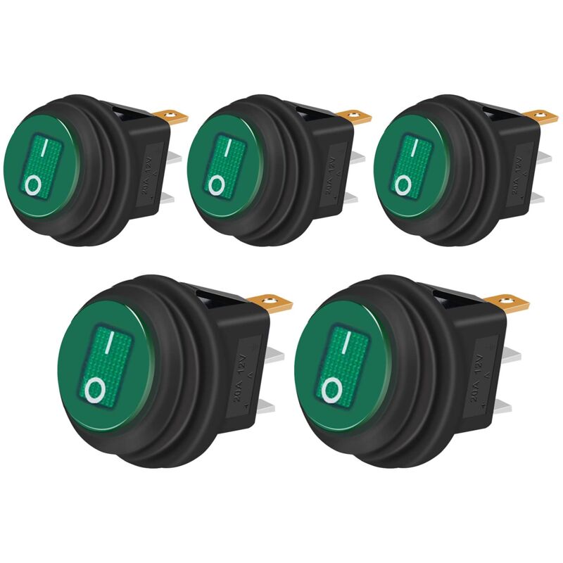 immagine 0 del prodotto 5 pezzi interruttore a bilanciere impermeabile 12v 20a on off 3 pin 2 posizioni interruttore a levetta indicatore led per auto camion barca