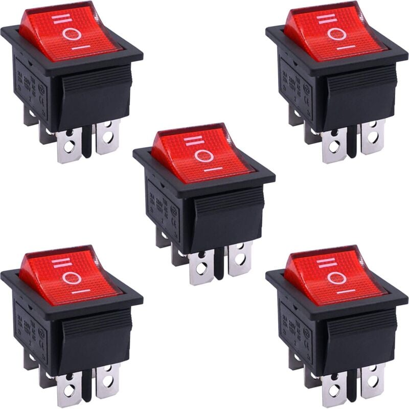 foto del prodotto 5 pezzi on off on dpdt 6 pin 3 posizioni interruttore a levetta con indicatore led rosso 16 a 250 v per auto camion barca elettrodomestici kcd2 203n r