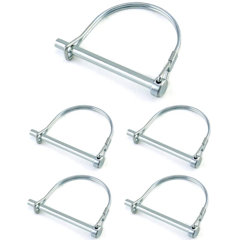 foto del prodotto 5 pezzi perno di bloccaggio a forma di d, perno di sicurezza in acciaio al carbonio zincato per rimorchi da giardino 6 x 70 mm