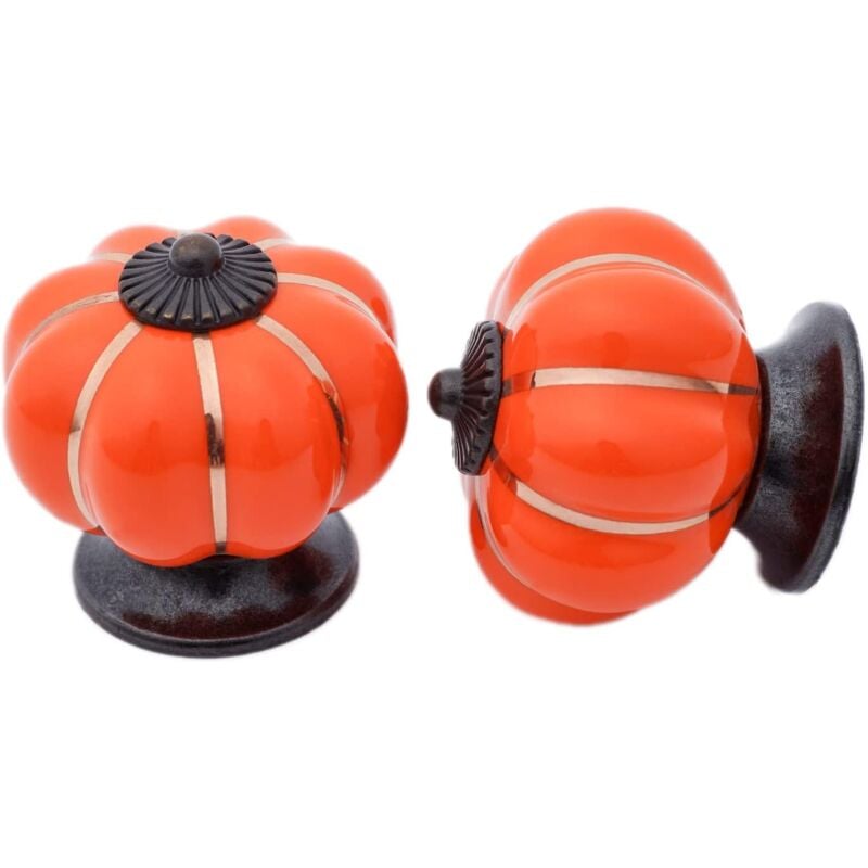 foto del prodotto 5 pezzi pomelli in ceramica a forma di zucca, vintage pomelli per cassetti mobili per armadi cassettiere guardaroba - arancione