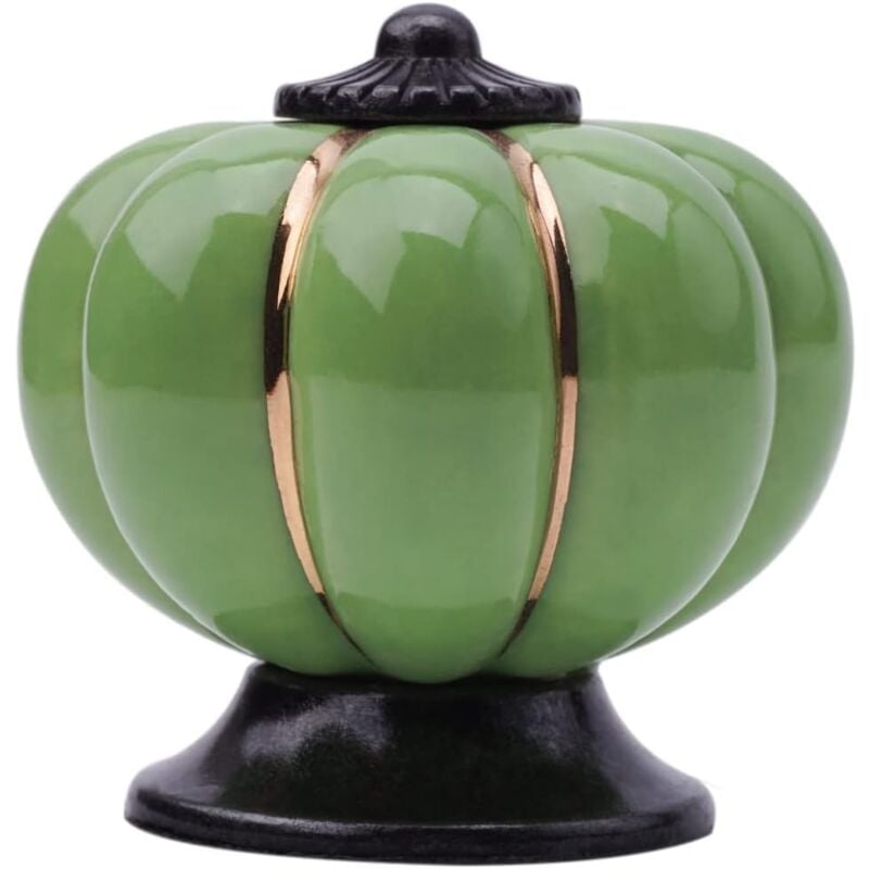 foto del prodotto 5 pezzi pomelli in ceramica a forma di zucca, vintage pomelli per cassetti mobili per armadi cassettiere guardaroba verde scuro