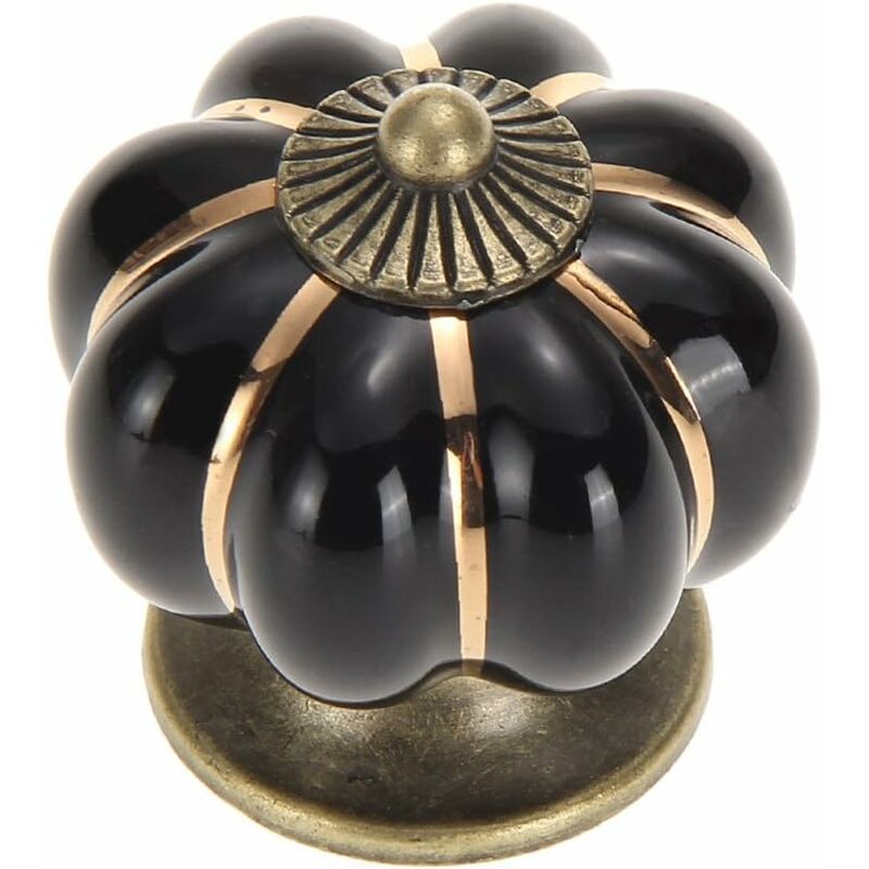 foto del prodotto 5 pezzi pomelli per cassetti mobili vintage, pomelli in ceramica di zucca 39 mm per armadi cassettiere guardaroba, nero