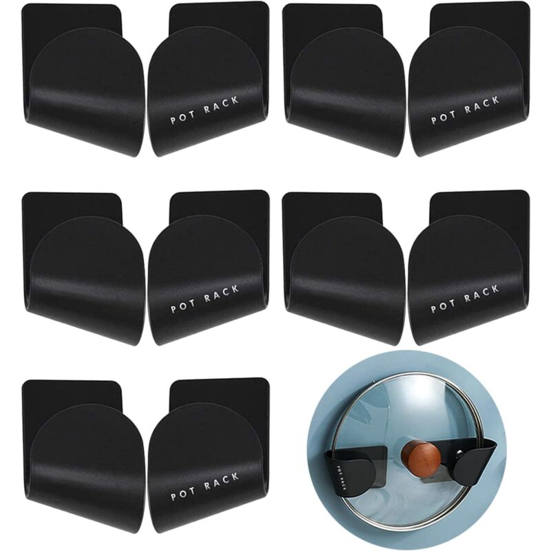 foto del prodotto 5 pezzi portacoperchi per pentole autoadesivi da parete, portacoperchi per pentole, portacoperchi per padelle, portacoperchi per utensili da cucina