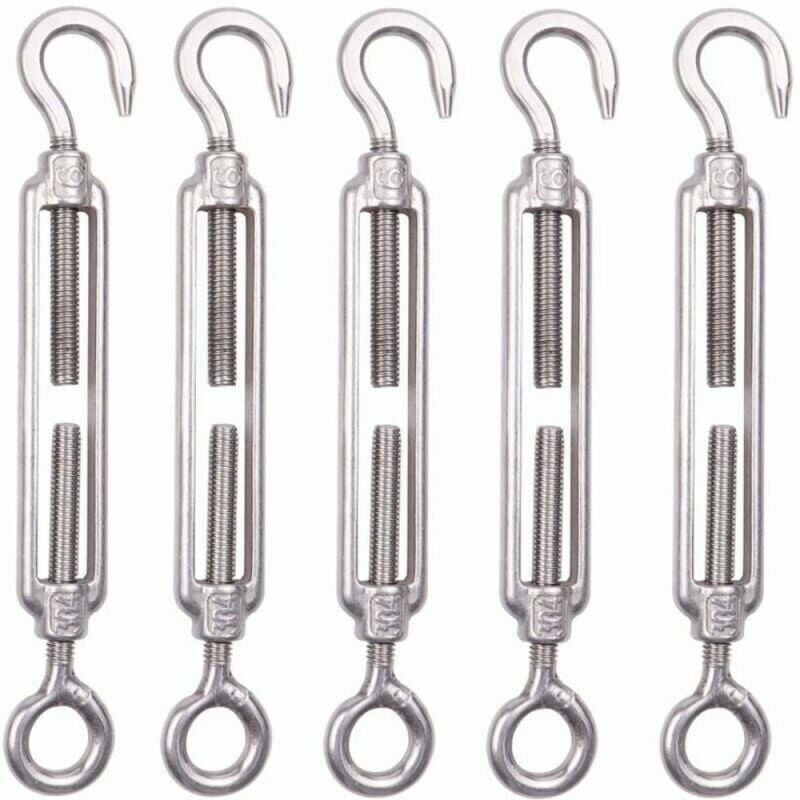foto del prodotto 5 pezzi tenditore per cavi in acciaio inossidabile m6, tenditore per recinzioni da 6 mm, tenditore per maglie metalliche regolabile in acciaio
