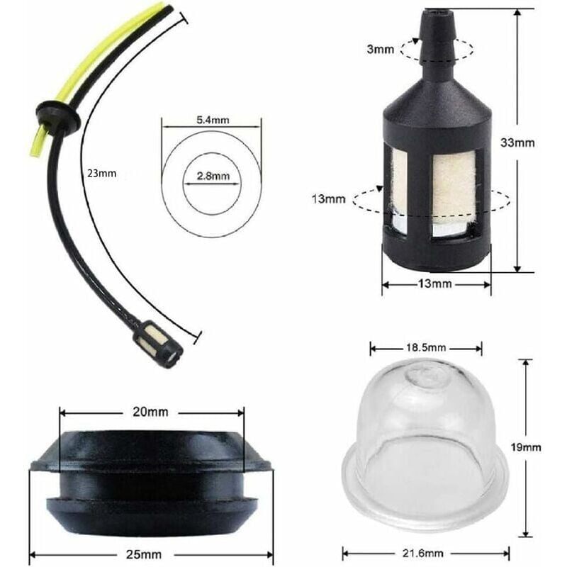 foto del prodotto 5 pezzi tubo flessibile del carburante decespugliatore ricambi filtro del carburante per tosaerba tagliasiepi bordatore ymyny