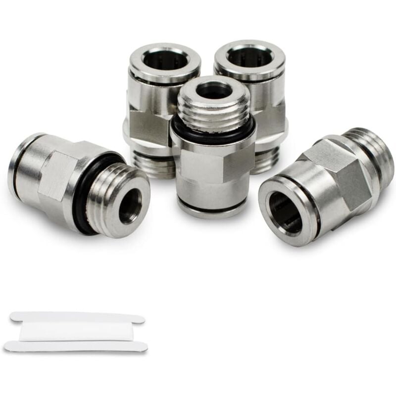 foto del prodotto 5 pezzi tubo od 8 mm x filettatura maschio 1 4 bsp con o ring raccordo pneumatico dritto a pressione in ottone nichelato
