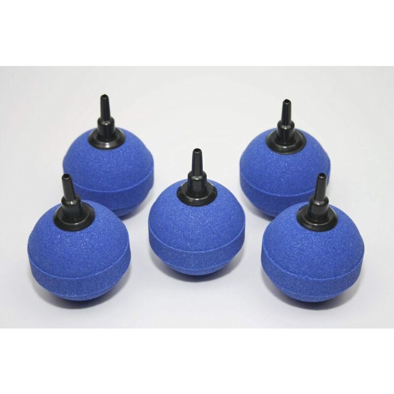 foto del prodotto 5 pietre porose sferiche da 5 cm, tubi di ossigeno sinterizzati ad alta temperatura, pietre porose per acquari e laghetti, plastica blu
