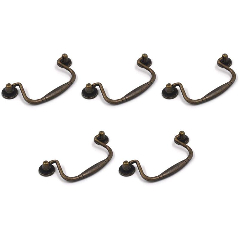 foto del prodotto 5 pomelli decorativi in lega di zinco e bronzo anticato per mobili da cucina, con viti bronzo, centro foro, 79 mm ymyny