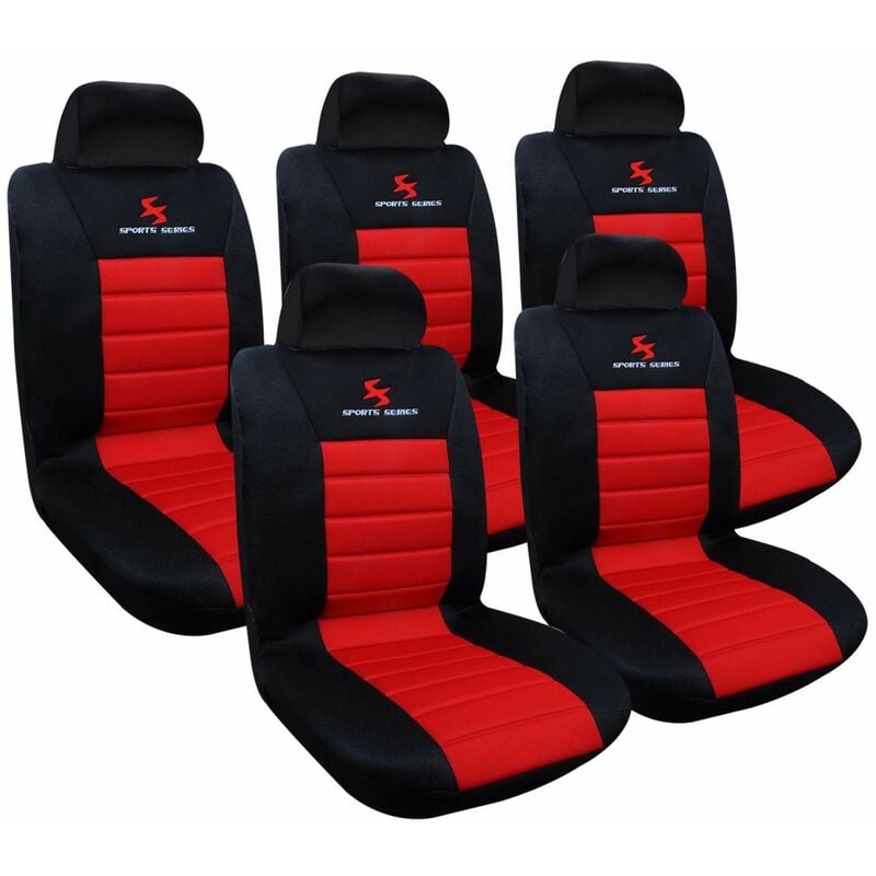 foto del prodotto 5 pz set coprisedili universali auto seat cover protege sedile rosso woltu