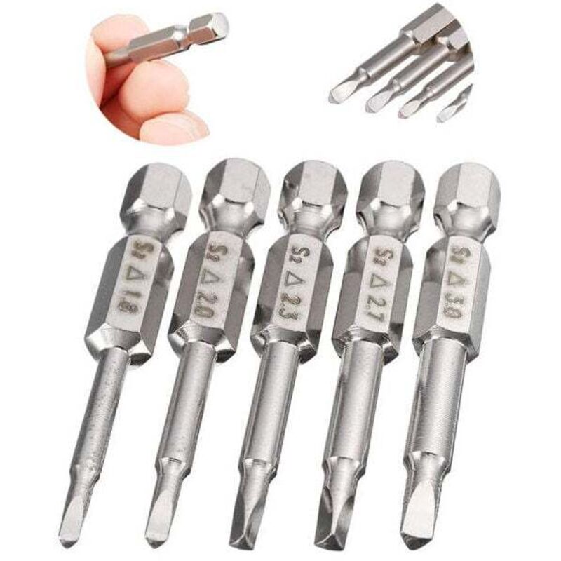 foto del prodotto 5 pz set di punte per cacciavite elettrico a testa triangolare con codolo esagonale 50mm punte per cacciavite magnetico con codolo esagonale 6.35mm