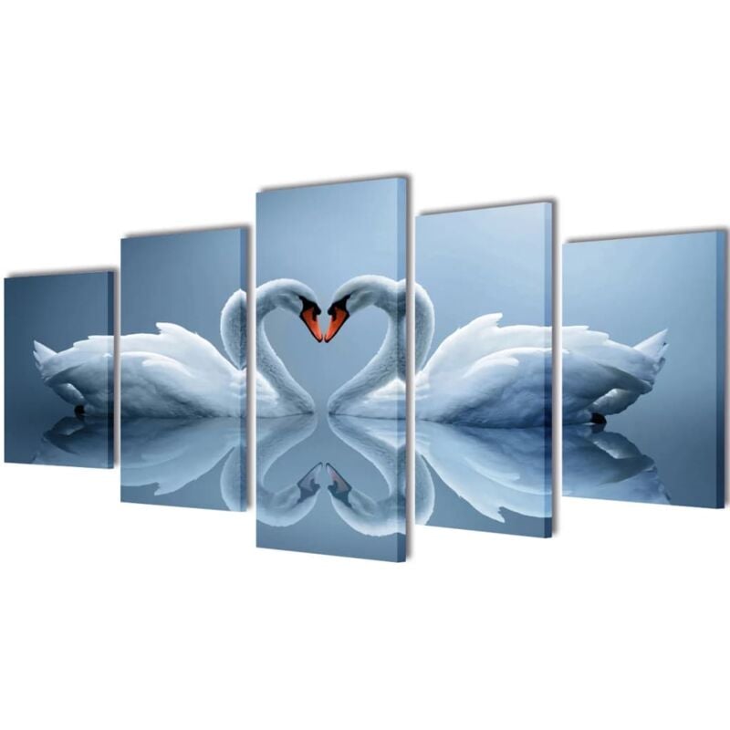 foto del prodotto 5 pz set stampa su tela da muro cigno 200 x 100 cm