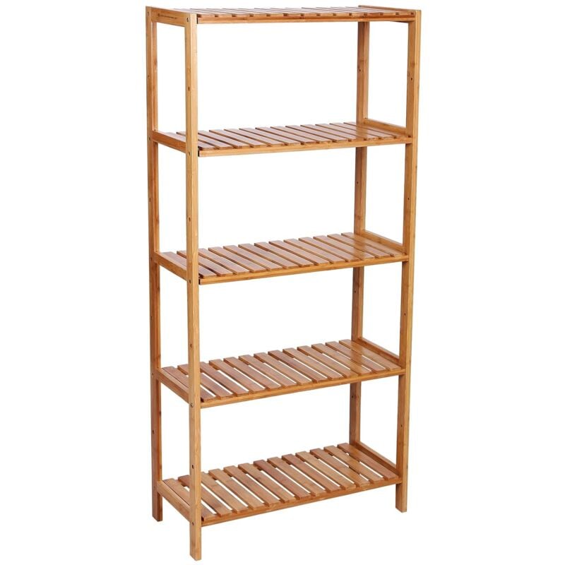 foto del prodotto 5 ripiani doccia scaffale scarpiera mensola angolo portasapone 130 x 60 x 26cm naturale