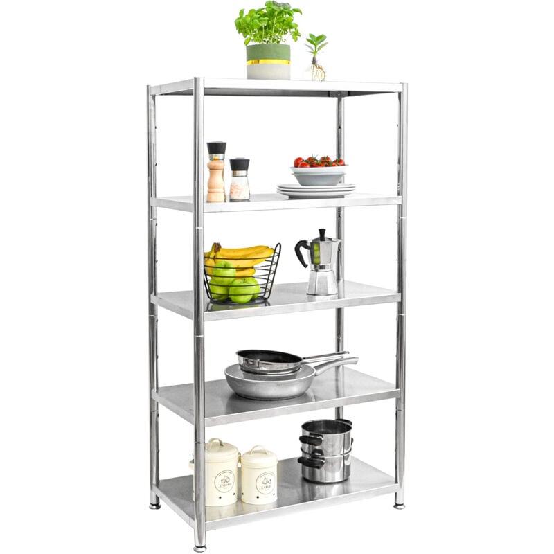 foto del prodotto 5 ripiani scaffale in acciaio inox 200kg scaffalatura metallo 74x41x140 cucina