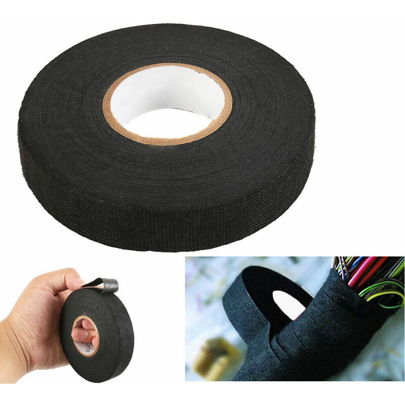 foto del prodotto 5 rotoli di nastro adesivo in tessuto cablaggio cavi 19mm x 25mt