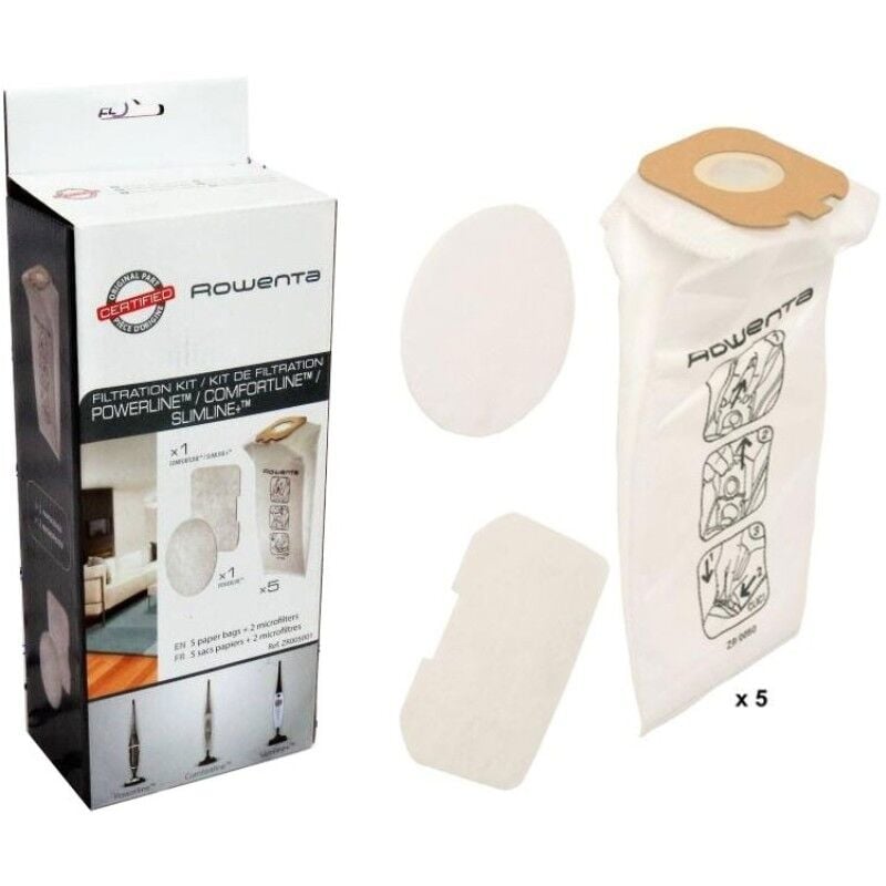 foto del prodotto 5 sacchetti filtri aspirapolvere rowenta slimline powerline originali