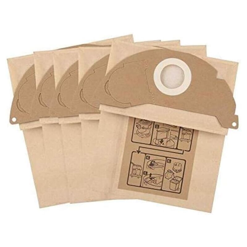 foto del prodotto 5 sacchetti per aspirapolvere karcher wd2 mv2 6.904-322.0 wd 2.200 wd2250 a2004 a2054 a2099, ricambio per aspirapolvere karcher