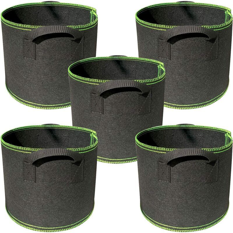 foto del prodotto 5 sacchi per la coltivazione in tessuto non tessuto per giardino 3545 cm, gallone 43 l, traspiranti con manici