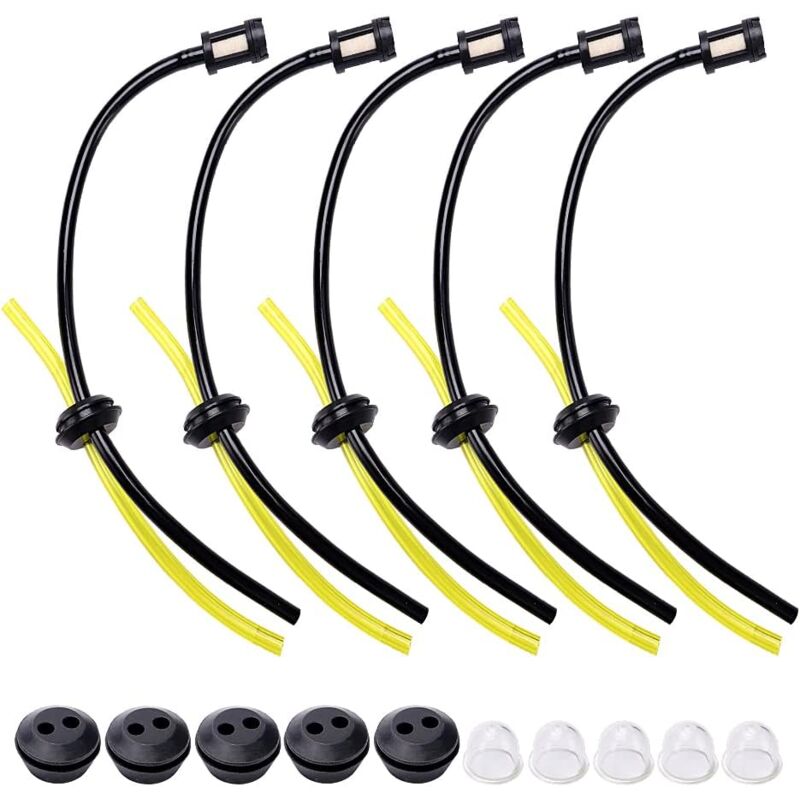 foto del prodotto 5 set filtro benzina universale kit, tubo flessibile del carburante con lampadina primer, per decespugliatore