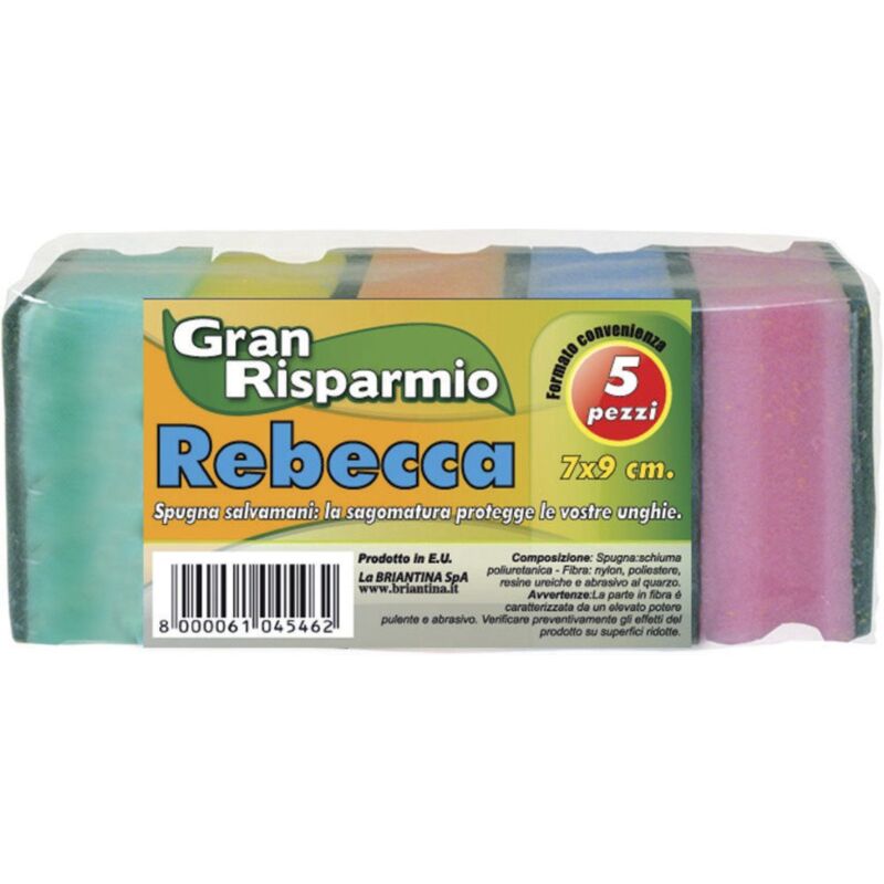 foto del prodotto 5 spugne abrasive sagomate rebecca con impugnatura 7x9cm la briantina