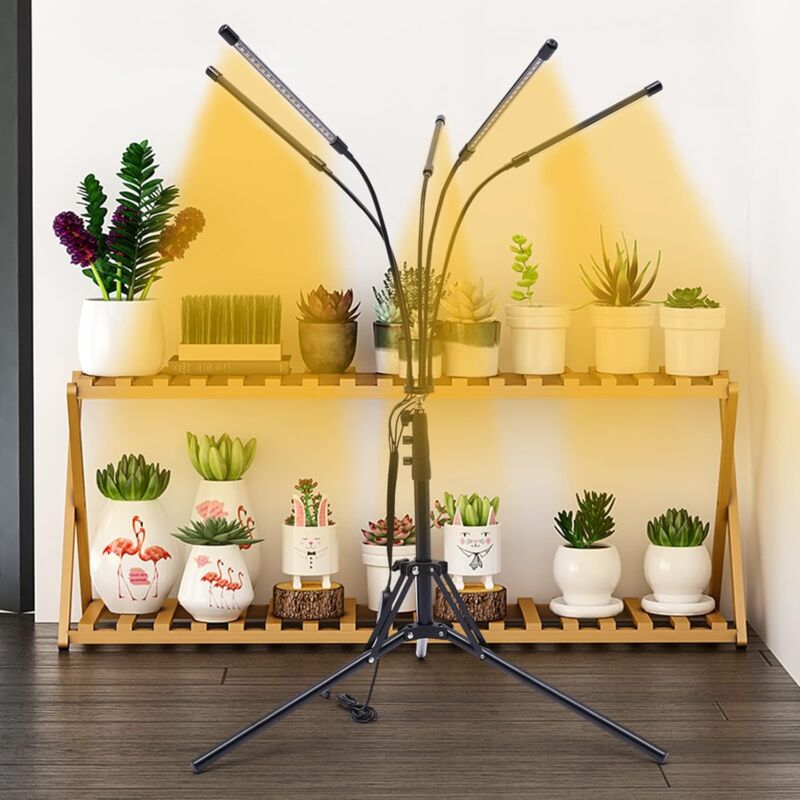 foto del prodotto 5 teste lampada orticola led con 100 perline led lampa,pianta lampada di crescita,400 700nm spettro blu,rosso e bianco,timer