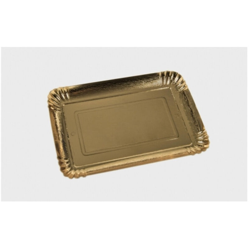 foto del prodotto 5 vassoi porta torta 25x35 cm 1.4 oro rettangolare piatto dolci cartone dorato trade shop traesio