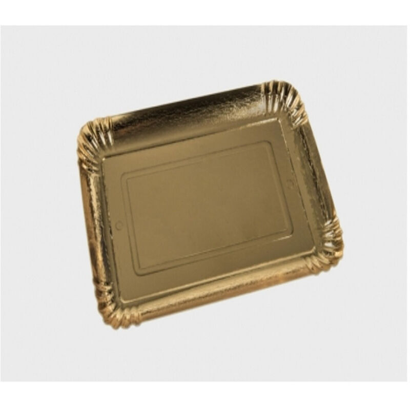 foto del prodotto 5 vassoio porta torta 22x32 cm 1.4 mm oro rettangolare piatto cartone dorato trade shop traesio