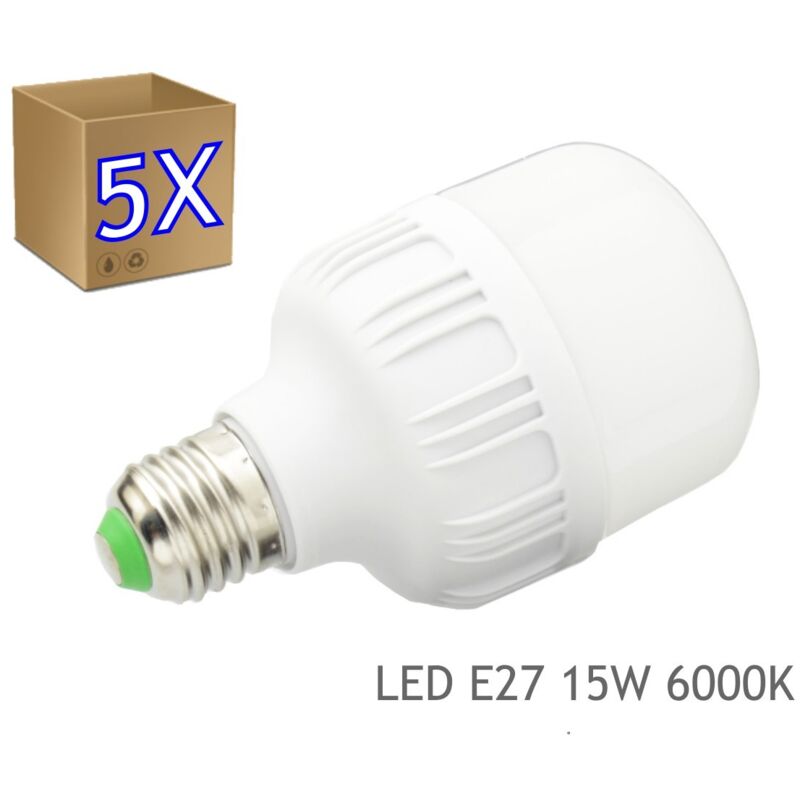 foto del prodotto 5 x lampadina a led 15w e27 luz 6000k bianco creddo jandei