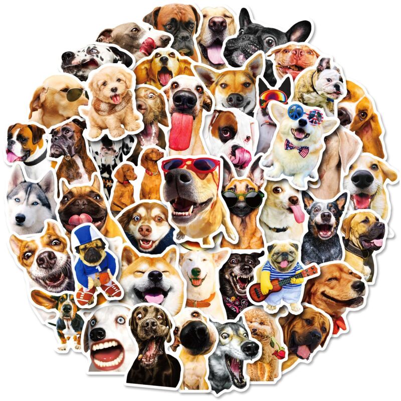 foto del prodotto 50 adesivi in vinile impermeabili per cani bebusingoto