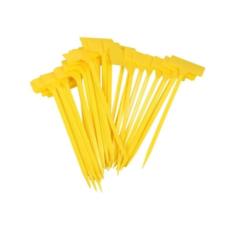 foto del prodotto 50 etichette per piante, etichette per giardino esterno, grandi etichette in plastica per orto, etichette riutilizzabili per la coltivazione giallo