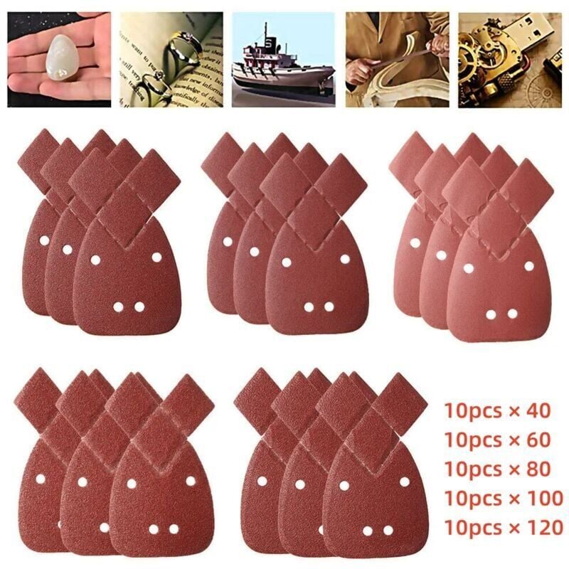 foto del prodotto 50 fogli abrasivi per levigatrice palmare black decker mouse, grana 40 60 80100120