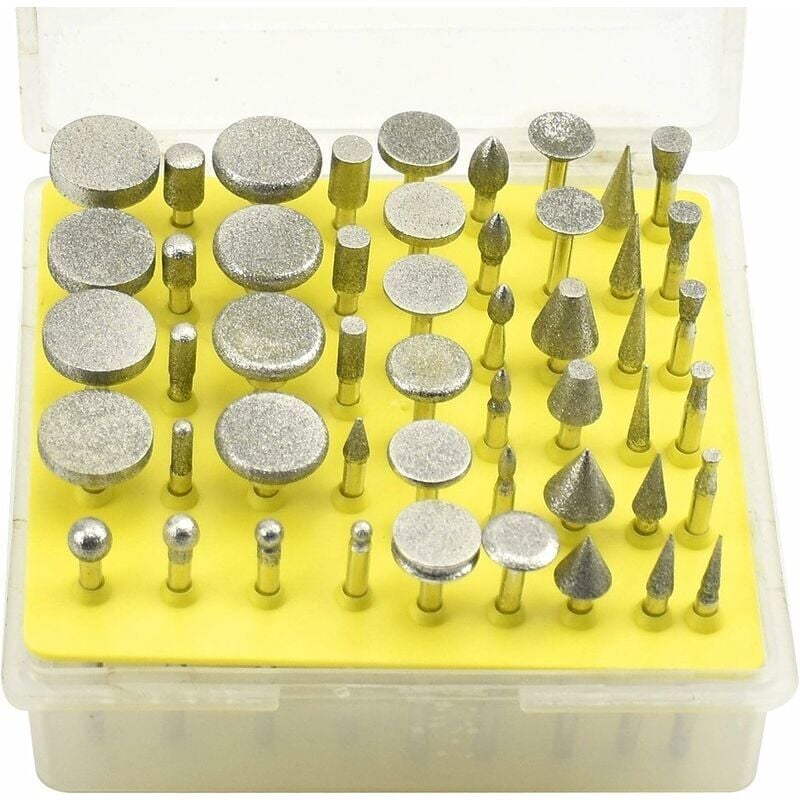 foto del prodotto 50 frese diamantate grana 150 con gambo da 3 mm, frese con testa diamantata rivestita di diamante per la molatura di vetro, piastrelle, marmo,