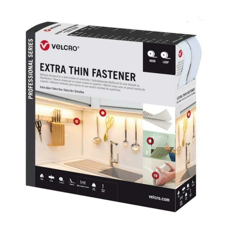 foto del prodotto 50 mm per 5mt white chisura extra sottile bianco vel ps20017 velcro