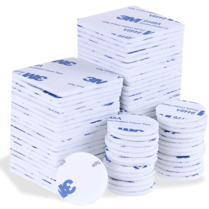 foto del prodotto 50 pezzi adesivi biadesivi nastro adesivo in schiuma resistente adesivi bianchi impermeabili quadrati 50x50mm rotondi 30mm 25 pezzi ciascuno adatti