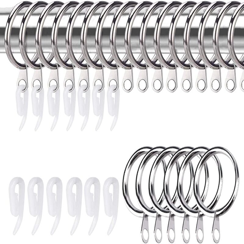 foto del prodotto 50 pezzi - anelli per tende - diametro 4,3 cm - metallo - tende da doccia - anelli per tende da doccia - anelli per tende
