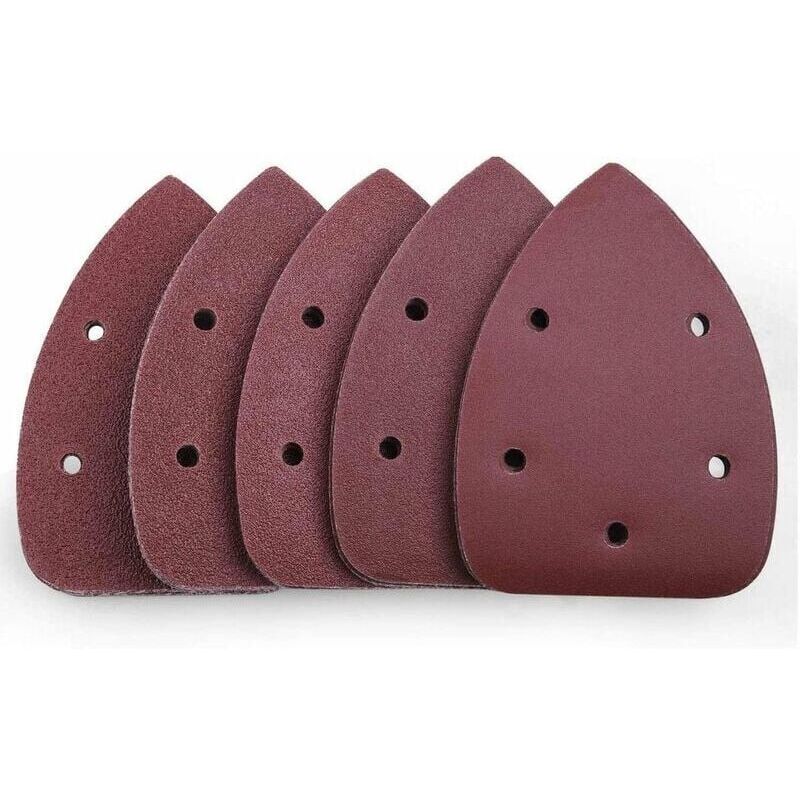 foto del prodotto 50 pezzi di carta vetrata mouse sander 40 60 80 100 240 grana carta vetrata con gancio e anello assortimento