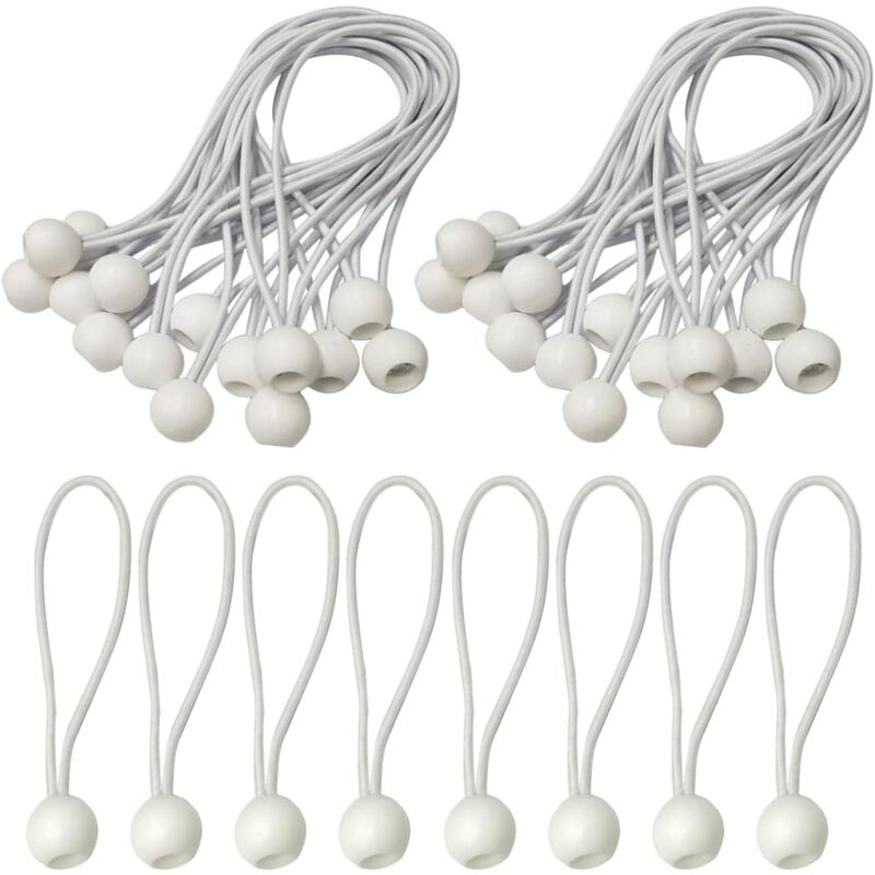 foto del prodotto 50 pezzi di corde elastiche, corda elastica a sfera, corda elastica per teloni, corda elastica con sfera, corda elastica per teloni, tende, campeggio