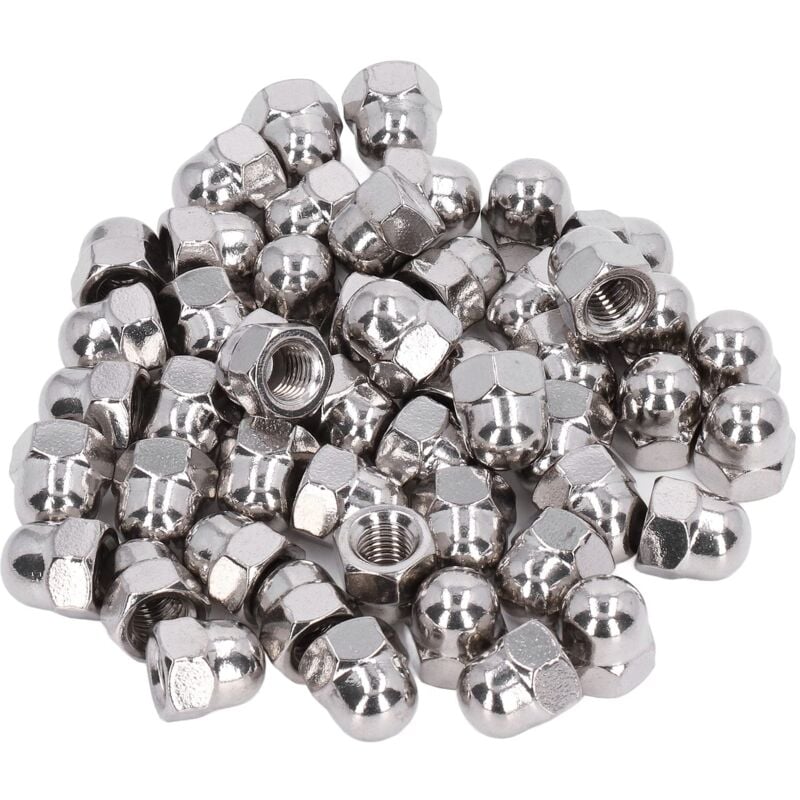 foto del prodotto 50 pezzi di dadi a ghianda in acciaio inossidabile, dadi di fissaggio, dadi di fissaggio, dadi di fissaggio, kit di assortimento di dadi esagonali m3