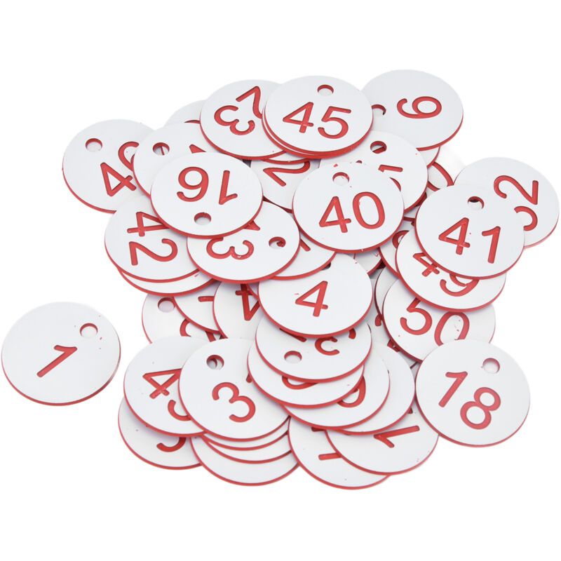foto del prodotto 50 pezzi etichette per alveari, etichette rotonde numerate in abs, con foro, forniture per apicoltura del bestiame, bianco 1 50 eosnow