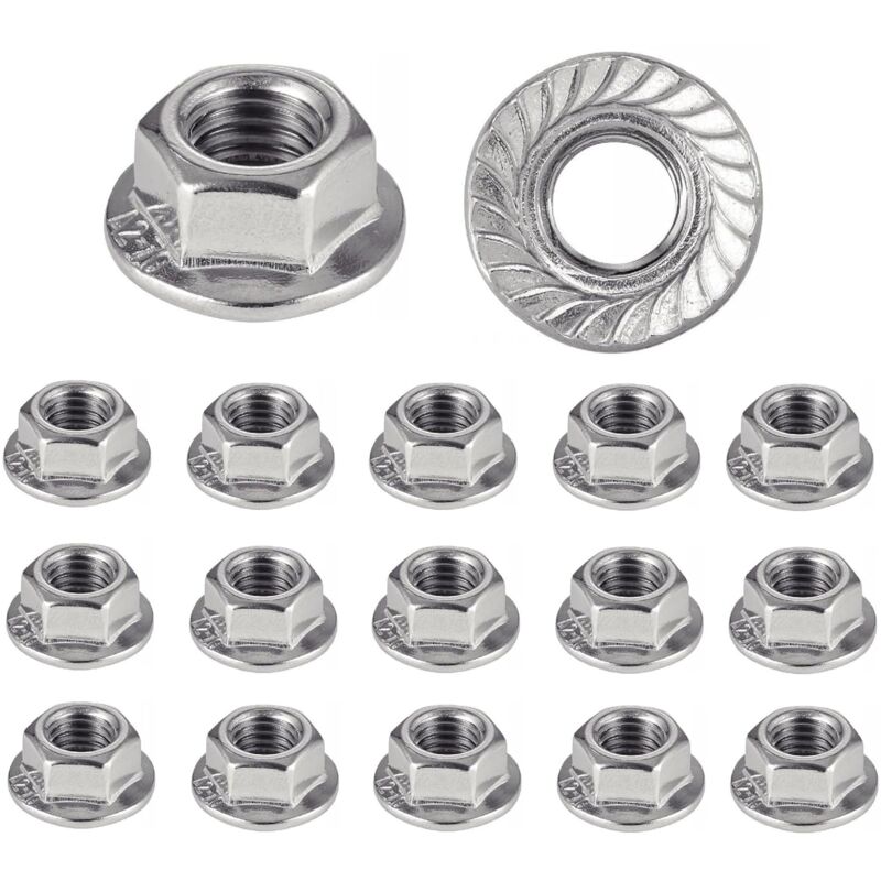 foto del prodotto 50 pezzi m8 dadi flangiati 304 acciaio inossidabile antiscivolo esagono fiore modello vite dadi di arresto, dado m8, dado in acciaio inossidabile,
